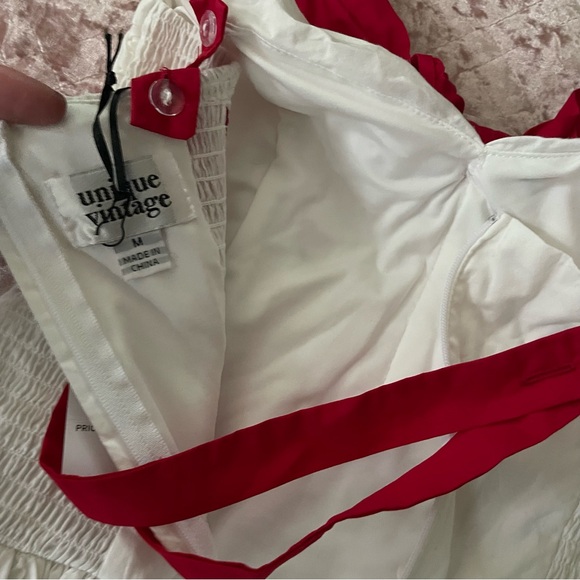 Unique vintage white and cherries swing dress pockets new with tags - Picture 5 of 6